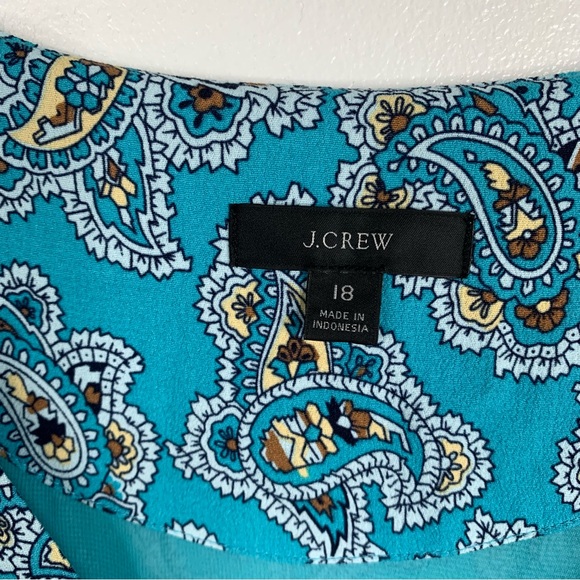 J. Crew Drapey‎ puff-sleeve dress in paisley bunch Maxi Length Womens 18. blue - Picture 8 of 13